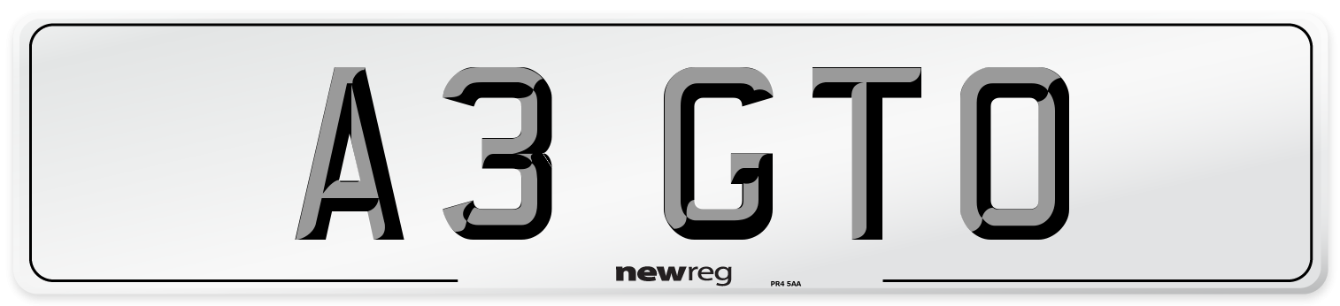 A3 GTO Number Plate from New Reg